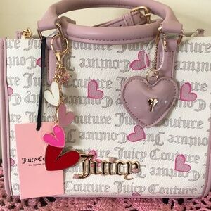 NWT Juicy Couture Heart Juicy Mini Tote w/ Heart Charms